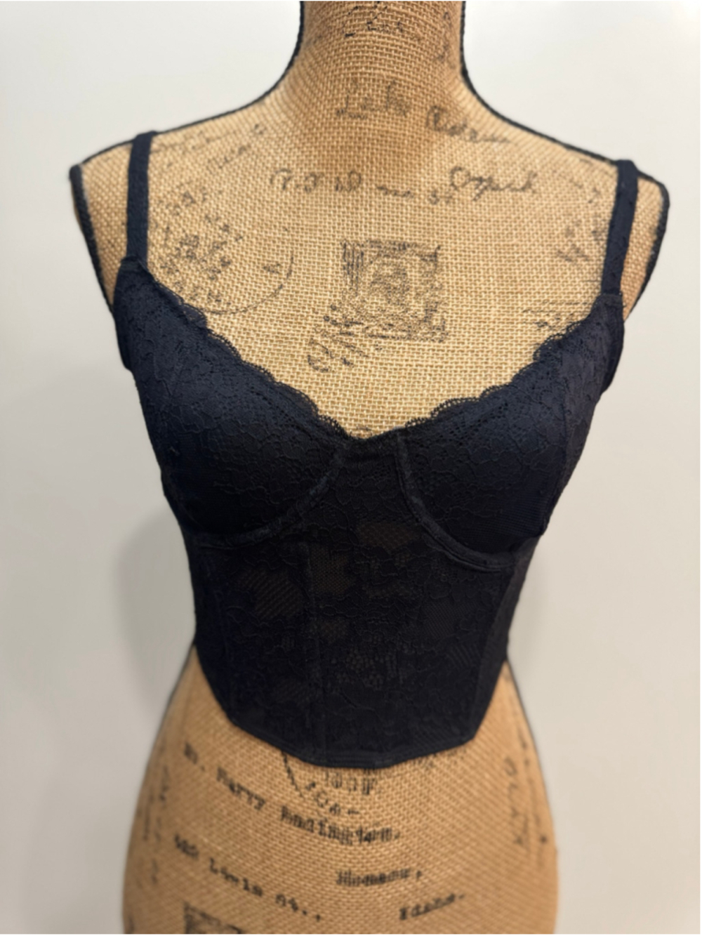 GILLY HICKS Sheer Lace Corset Bustier Top M Gothic Coquette Dark Romantic Rave
